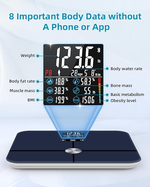 Lepulse Body Fat Scale Scale with Bmi Body Fat Muscle Mass Digital Bathroom Scale Body Composition Monitor 14.2 Big Platform No Need Mobile Phone Or App 400lb
