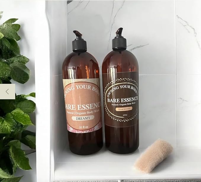 Bare Essence Natural Body Wash – Gentle Moisturizing Cleanser with Organic Ingredients – Nourishing Daily Shower Gel for Soft Healthy Skin (16 OZ Teakwood)