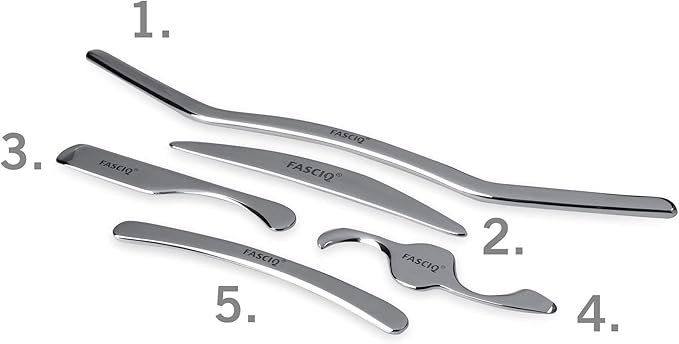 FASCIQ | IASTM Massage Tools Set Small | Kit of 5 Soft Tissue Release Tools | Stainless Steel | More efficient and Less fatiguing Therapies| for Myofascial Scar- Deep Tissue Massage and Scraping