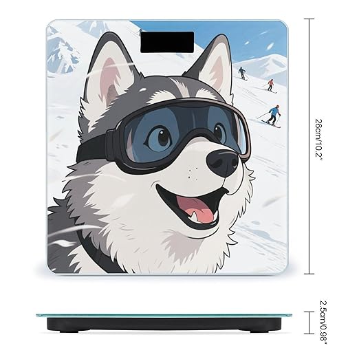 Husky on Snow Weight Scale Cute Bathroom Scale for Body Highly Accurate Digital Weighing Machine for People Compact LCD Display Scales with Sturdy Toughened Glass Scales