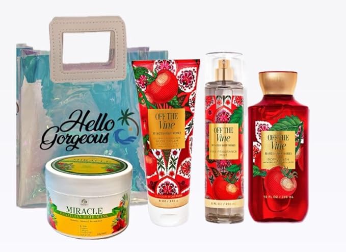 -White BarnBath Body/Work -Premium Beauty - Full Size and Hello Gorgeous Gift Bag With MIRACLE BRAZILIAN HAIR MASK (Packaging May Vary) (Off the Vine)