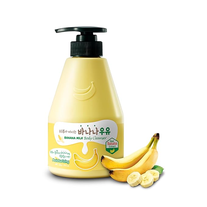 WELCOS KWAILNARA Strawberry &amp Banana Milk Body Wash Duo – Korean Body Wash Set for Deep Hydration &amp Soft Skin (2 x 19.75 Fl Oz)