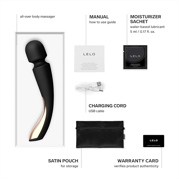 LELO Body Massager Large - Handheld Full Body Massager for Waterproof Experience Perfect for Body and Neck Hand Held Massagers Vibrating Black