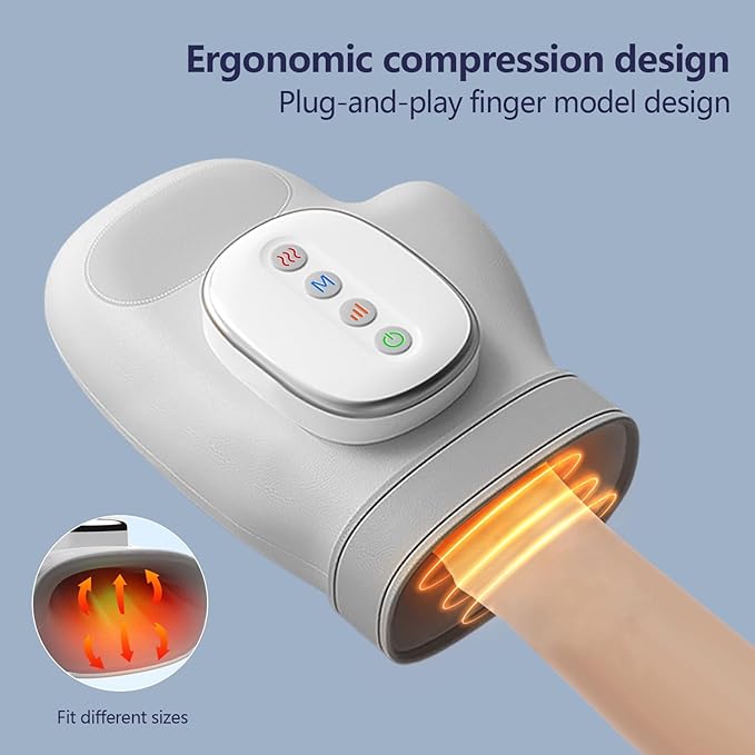Hand Massager with Heat and Compression For Arthritis and Carpal Tunnel Wrist Warmer Finger Massagers Kneading Rollers Electric Cordless Portable Vibrating Gloves Unique Gift Ideas for Women Men