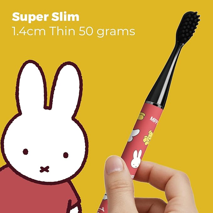 Miffy i4 Slim Sonic Electric Toothbrush Ultra Slim Thin Rechargeable Ultrasonic Smart Tooth Brush Free Petite Travel Case &amp Ceramic Holder Dock for Travel &amp Home IPX7 Waterproof (red)