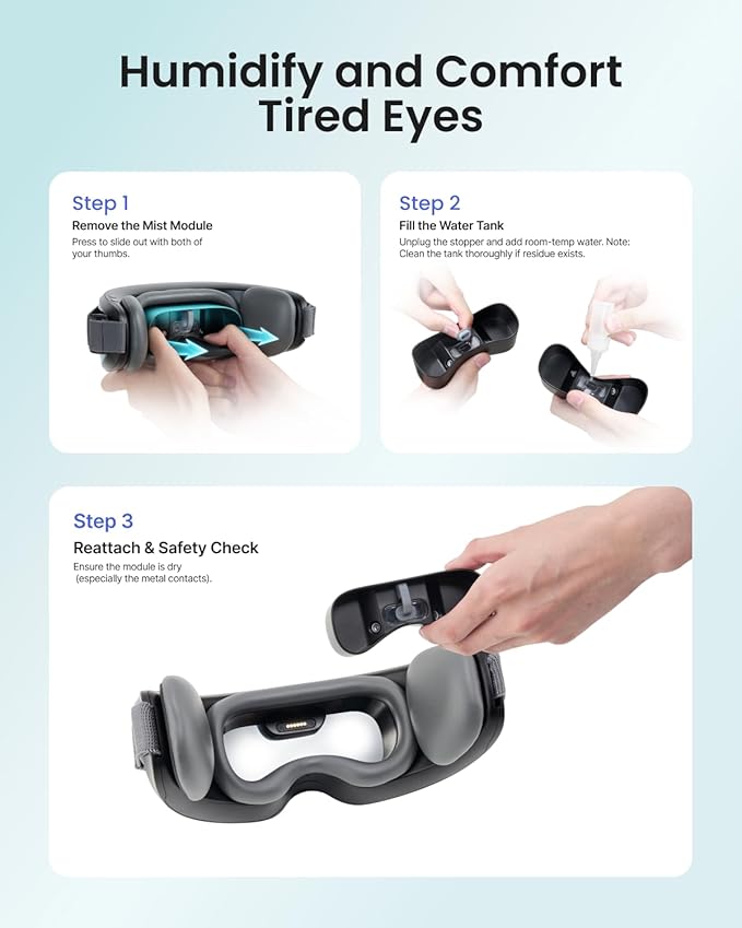 RENPHO Eye Massager with Mist &amp Temple Massage Birthday Gifts for Women Men Mom HerFSA Eligible HSA Temple Massager for MigrainesHead Circumferences 21.7in to 27.5in Eyeris Caligo