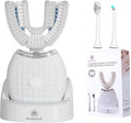 Electric U Shaped Toothbrush for Adult360 Degree Automatic Cleaning Ultrasonic Tooth Brush has 23760 Nylon Bristles and 3 Modes Standard Fast Ultra Fast(White)