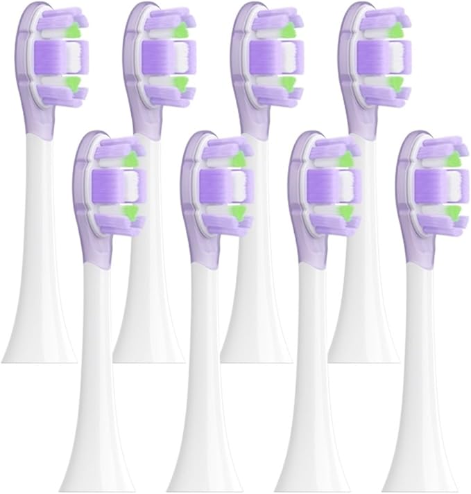 8PCS Replacement Brush Heads Compatible for MES609/610 Pro Sonic Electric Toothbrush Sealed Package(8 PCS Purple)