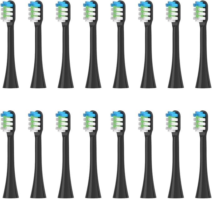 16pcs Replacement Toothbrush Head Compatible for LBT-203552A/203554A/203532AA/203552B/203557A(16pcs Black)