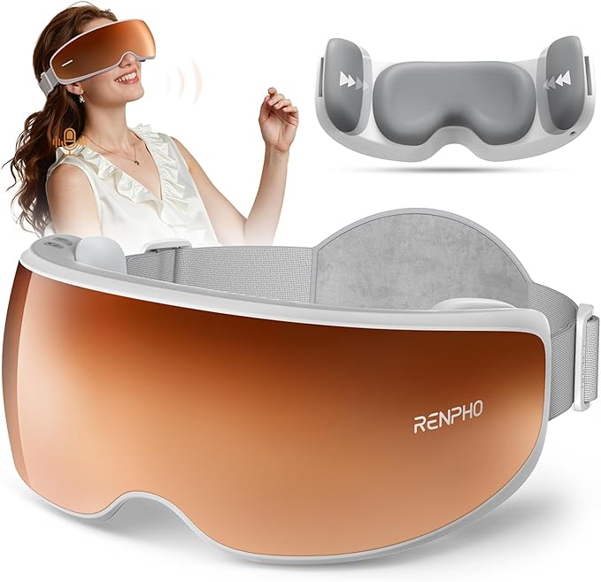 RENPHO Temple Massager Eye Massager for Migraines Birthday Gifts for Women Men Mom Her FSA Eligible HSA Voice Control Smart Head Circumferences 21.7in to 27.5in Eyeris Calina