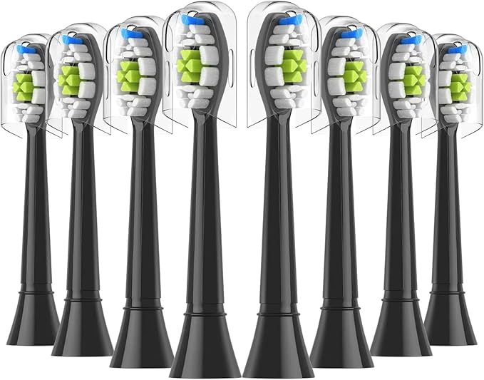 Replacement Brush Heads Compatible for with Sonicare Electric Toothbrush Fit EasyClean Gum Health FlexCare Healthy(8pcs Black)