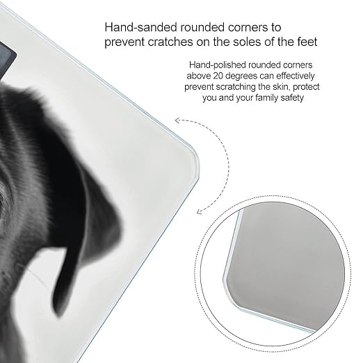 Cute Black Pug Dog1 Bathroom Scale for Body Weight Bathroom Digital Electronic Weighing Scale with Back Lit LED Display Sturdy Tempered Glass Weight Watchers Scales 400lb