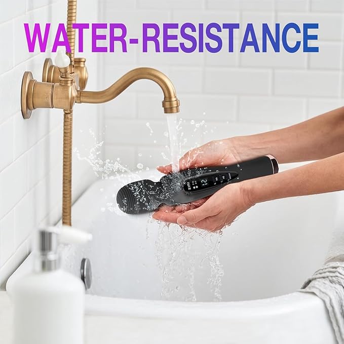 Handheld Massager for Back Cordless Massager with LCD Display Personal Massager for Pain Relief Powerful 12 Vibrating Massage Wand Black