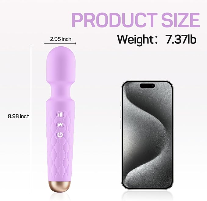 Personal Massager - 4H Max Runtime &amp Ultra-Quiet - Waterproof - 20 Modes 8 Speeds for Deep Tissue Back Massage Post-Workout Recovery and Neck Muscle Relaxation（Purple）
