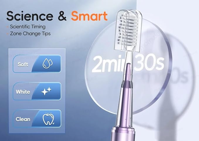 Electric Toothbrush for Adults Rechargeable Cordless Power Toothbrush with 3 Modes 4 Brush Heads 2-Min Timer Electric Tooth Brush Adult Purple or Silver (Silver)