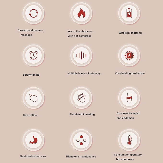 KEhtu BianStone Stomach Massager Electric Abdominal Kneader with 5 Modes and 3 Levels of Intensity 2000 MAh Long Battery Life Relief of Abdominal Back Neck and Leg Pains