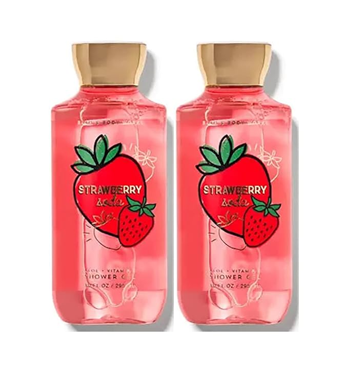 Bath &amp Body Works Strawberry Soda Shower Gel Gift Sets 10 Oz 2 Pack (Strawberry Soda) 1.25 pounds