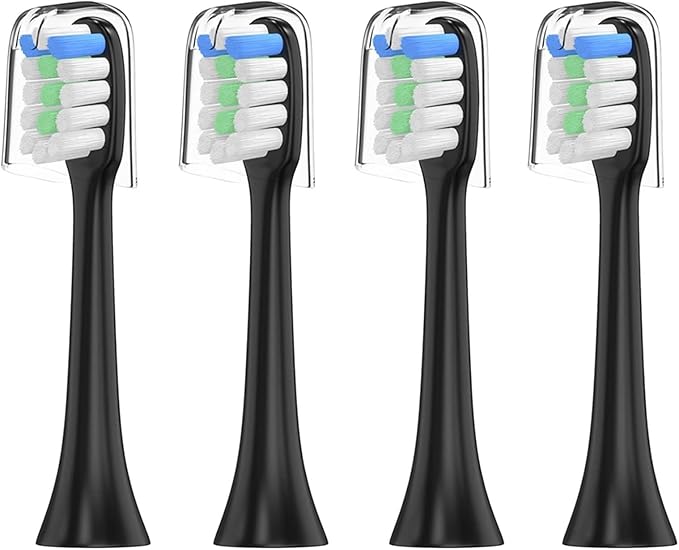 Ultrasonic Electric ToothbrushCompatible for HomeDaily Cleaning Soft Bristles(4pas Black)