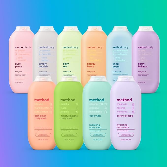 Method Body Wash Simply Nourish Paraben and Phthalate Free 18 oz (Pack of 6)