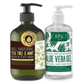 Aloe Vera Gel with Organic Aloe Vera Cold Pressed and Tea Tree Oil Body Wash with Mint