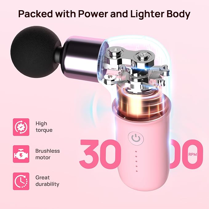 Super Mini Massage Gun Deep Tissues Percussion Muscle Massager Compact Sports Travel Massage Gun Portable Massager Gun for her him Pink