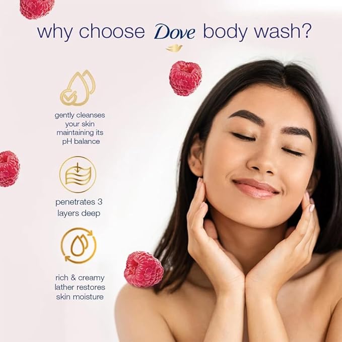 Dove Body Wash Nourishing Go Fresh Raspberry &amp Lime Scent 1000ml | Refreshing Shower Gel for Soft Smooth &amp Hydrated Skin | Fruity Scent Moisturizing Body Cleanser for Daily Skincare Routine |