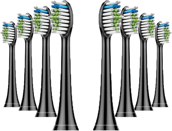 Replacement Brush Head Compatible For PH Sonic Care Diamondclean Electric Toothbrush(8pcs Black)