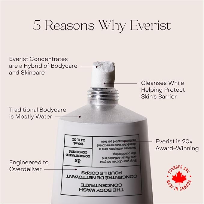Everist Body Wash Concentrate – Waterless Hydrating Cream Cleanser with Aloe Vera &amp Glycerin – Skin-Soothing Plant-Based Vegan – 3.4 fl oz