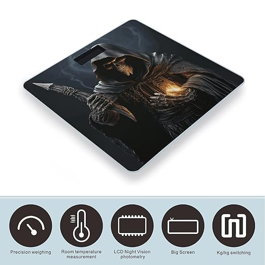 Digital Bathroom Scale for Body Weight Scale with Bright LCD Display High Accuracy Step-On Technology Auto On/Off Grim-Reaper Digital Scales 400 Lbs /180kg