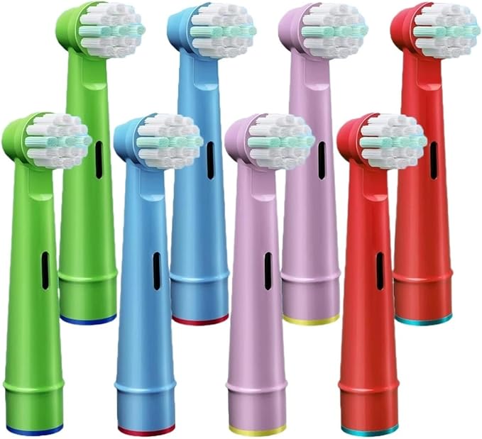 Electric Toothbrush Replacement Heads Compatible for Oral-BD100 D25 D30 D32 4739 3709 3744 Basic Cleaning Soft Bristles(8 pcs)
