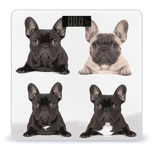 French Bulldog Scale for Body Weight Highly Accurate Digital Bathroom Body Scale Digital Bathroom Scales for People Anti-Slip Large LCD Display Smart Scales