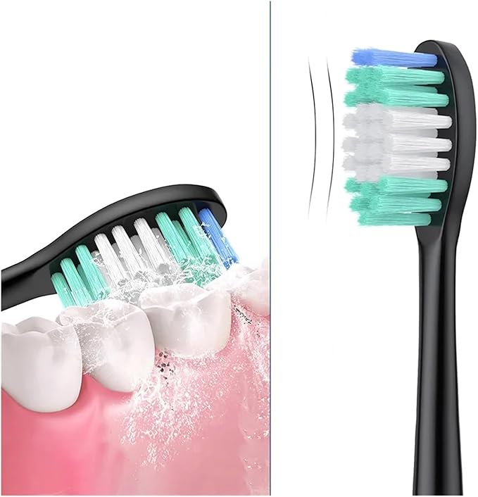 10 Pieces Large Brush Head Bristles Compatibility for Series Electric Toothbrush Soft(Black)