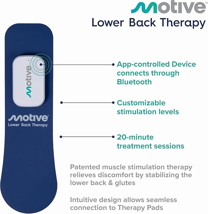 Motive Lower Back Therapy Pads 4‑Pack Refill Replacement NMES Electrodes with Conductive Gel for Lower Back Support for Use with Your Motive Device