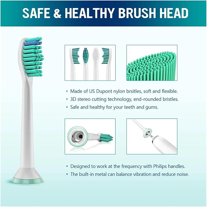 Replacement Toothbrush HeadsCompatible For PhilipsElectric Brush Head 1100 2100 4100 4300 5100 5300 6100 6500 Etc(16pcs)