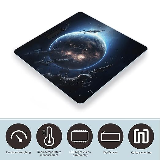 Earth and Moon Digital Bathroom Scale for Body Weight Weighing Scale with Backlit LCD Display High Precision Measurements &amp Measures Weight Up to 180kg