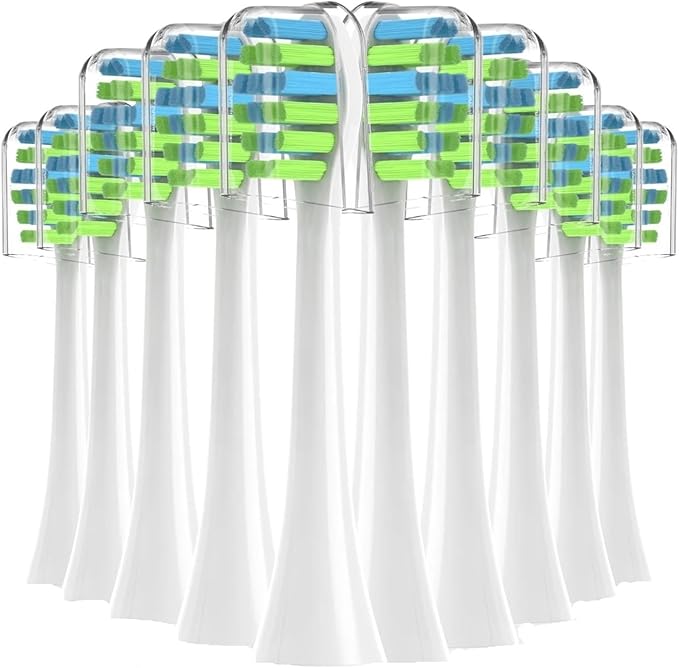 10PCS Replacement Toothbrush HeadsCompatible for AM101/AM105 Vacuum Soft Bristle Nozzles(10PCS White)