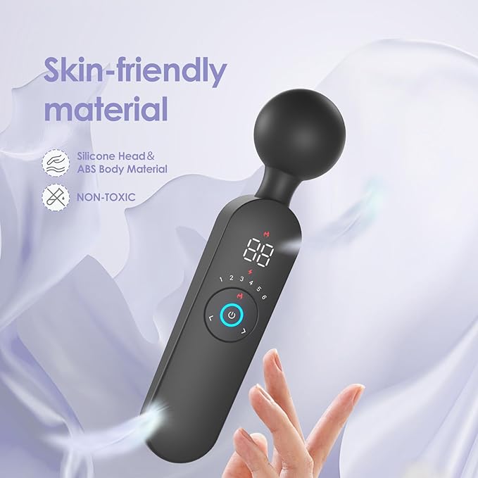 Portable Cordless Handheld Massager – Water-Resistant Smart Heating USB Rechargeable Whisper Quiet6 Speed Levels12 Vibration Modes for Full-Body Relaxation &amp Fatigue Relief
