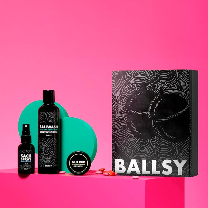 Ballsy Sack Pack Men's Fresh Kit Includes Body Wash Deodorizing Spray and Cologne Rub Men's Body Care Ball Wash for Men Gift Pack Citrus &amp Cedar