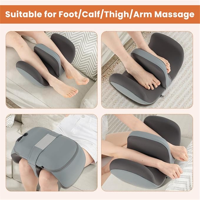 Foot Massager for Neuropathy with 3 Modes &amp 3 Intensities Electric Foot Calf Thigh Arm Massager for Plantar Fasciitis Neuropathy ReliefGift for Mom Day Valentine's Day (Grey-Removable Partition)