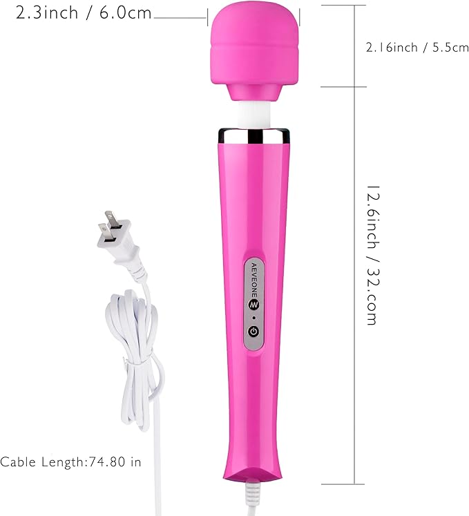 Wired Powerful Handheld Electric Massager Strong Personal Back Massage for Sports Recovery Muscle Aches Body Pain (Rose red)