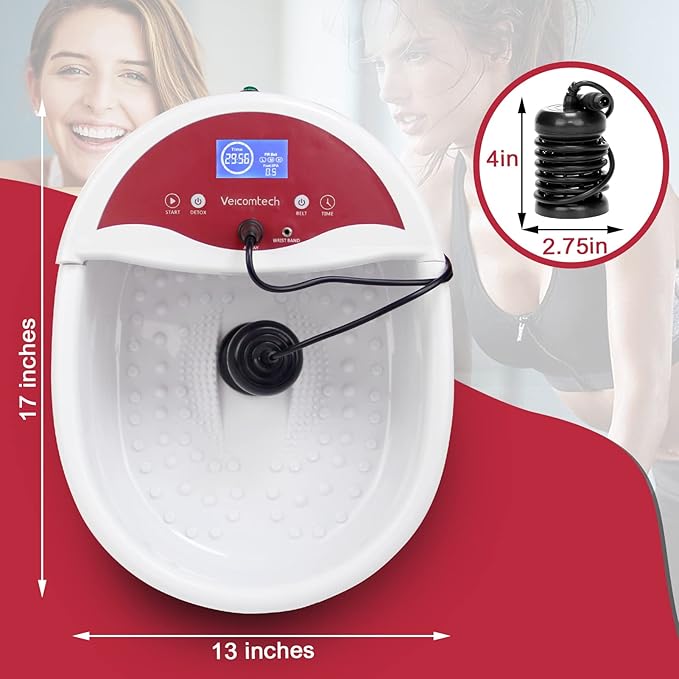 Ionic Foot Bath Detox Machine Foot Detox Machine Ionic Feet Spa Kit with 10 Ginger Tablets 2 Arrays FIR Belt for Home Salon Spa