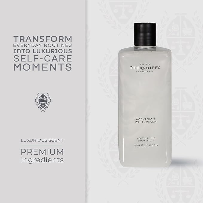 Pecksniff's Gardenia &amp White Peach Moisturizing Shower Gel | 750ml / 25.36 Fl Oz