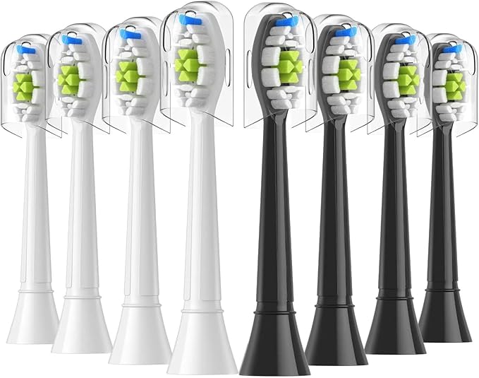 Replacement Toothbrush HeadsCompatible for Philips Electric for Handles(4White 4Black)