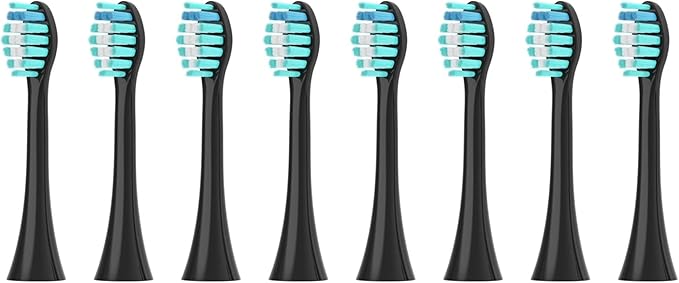 Compatible For Sonicool Electric Toothbrush Head 051B Cleaning Replacement Head DuPont Bristle Replacement Brush Heads Nozzles8/16pcs(8PCS BLACK)