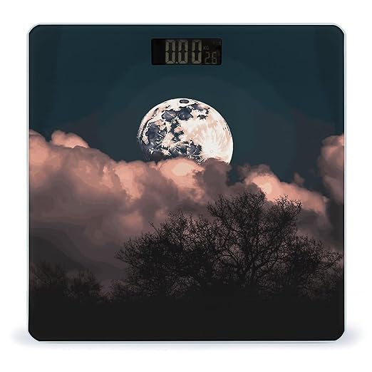 Full Moon Scale for Body Weight Sturdy Tempered Glass Weighing Scales with LCD Display Accurate Digital Bathroom Scale Convenient Body Fat Smart Scales 400lb