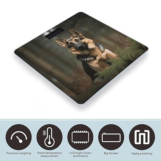 German Shepherd Smart Scale for Body Weight Accurate Bathroom Scale with LED Display Digital Weight Scales Weighing Machine High Precision Scales for Bath Home