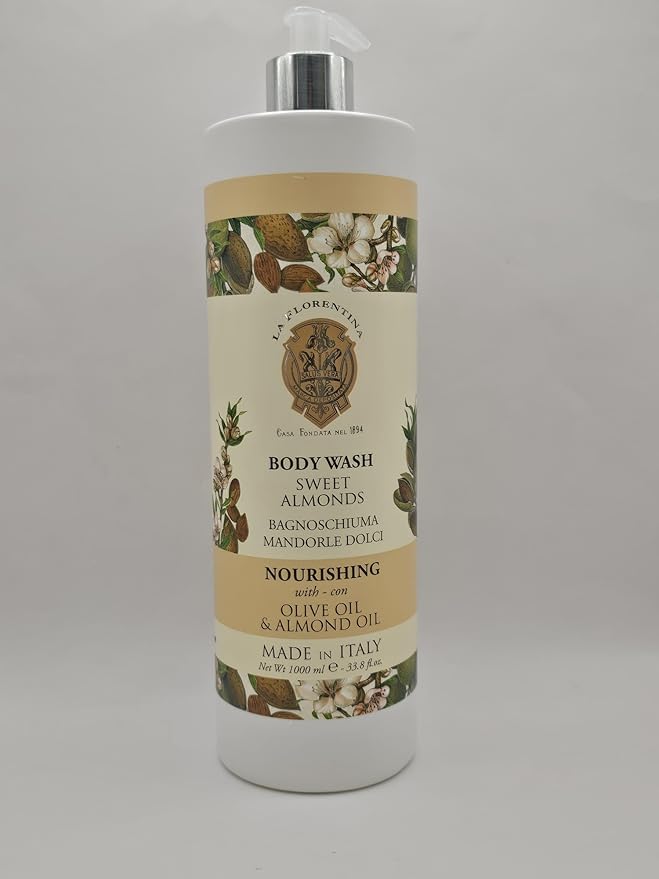 LA FLORENTINA Sweet Almond Body Wash Nourishing with Olive Oil and Almond Oil 33.8 fl oz Made in Italy