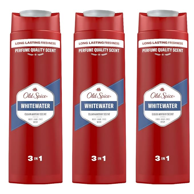 Old Spice Whitewater 3-in-1 Shower Gel for Men 400 ml – Body Face &amp Hair Wash with Fresh Water Sandalwood &amp Citrus Scent – Long-lasting Masculine Fragrance Pack of 3