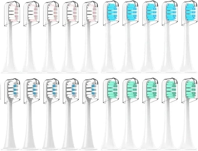 Replacement Brush Heads with Caps Sealed Package Soft for Sonic Electric Toothbrushes(7Blue)