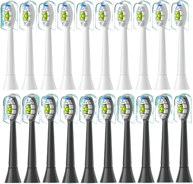 Replacement Toothbrush Heads Compatible with Philips Electric for EasyClean HealthyWhite and Other Snap-On Handles(10White 10Black)